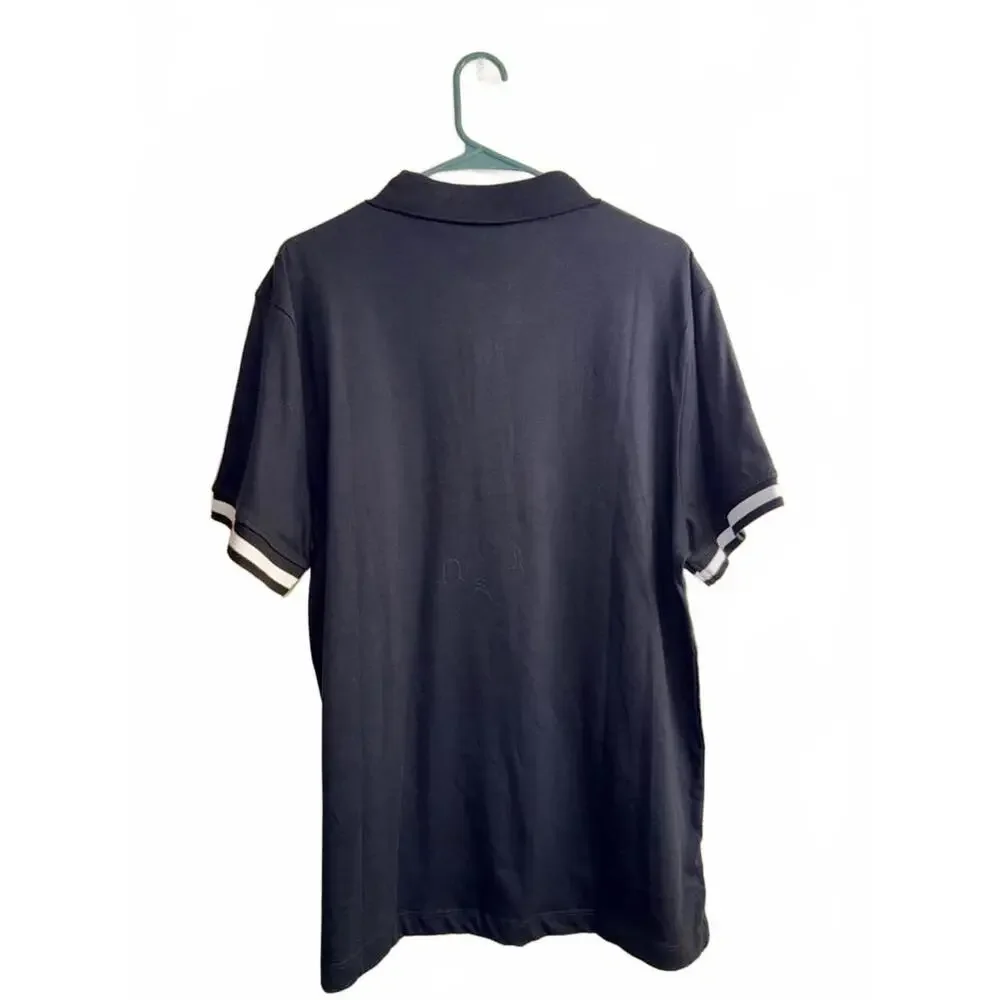 True‎ Religion Black TR Logo Trim Relaxed Polo Shirt Large New with Tags